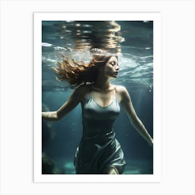 Underwater Woman art print Art Print