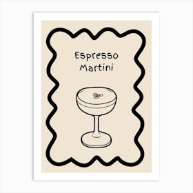 Espresso Martini Doodle Poster B&W Art Print