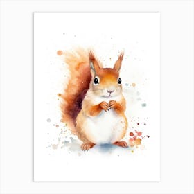 Baby Squirrel Watercolour Nursery 4 Art Print
