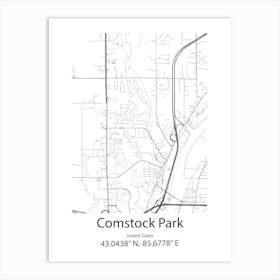 Comstock Park,United States Minimalist Map 1 Art Print