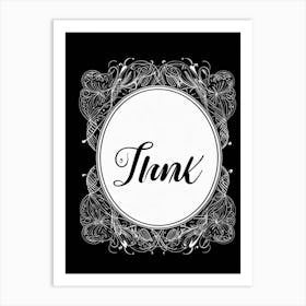 An Elegant Retro Styled Hand Drawn Calligraphy Of The Word Thank You Featuring A Graceful Scrip (5) Art Print