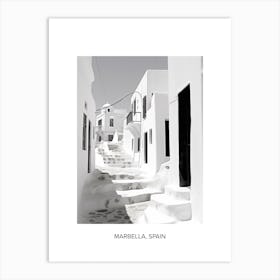 Poster Of Mykonos, Greece, Photography In Black And White 1 Art Print
