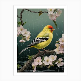 Ohara Koson Inspired Bird Painting American Goldfinch 2 Art Print