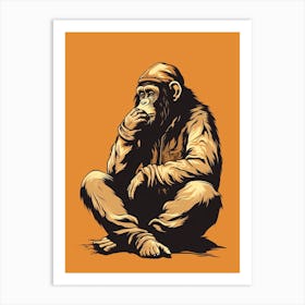 Thinker Monkey Comic Illustration 3 Art Print