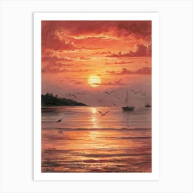 Sunset At The Beach 2 Art Print