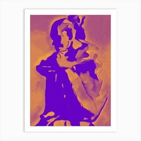 Nude Woman In Purple And Orange Art Print