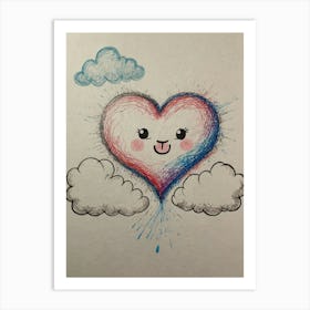 Heart With Clouds Art Print