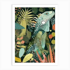 Green Galápagos Land Iguana Abstract Modern Illustration 5 Art Print