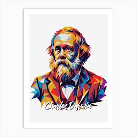 Charles Darwin Portrait WPAP Pop Art Art Print