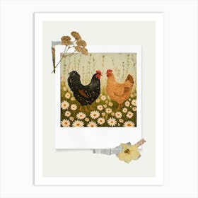 Scrapbook Chickens Fairycore Painting 2 Art Print