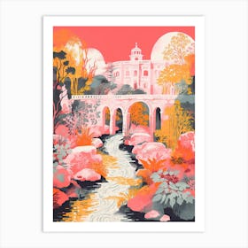 Ninfa Gardens Abstract Riso Style 3 Art Print