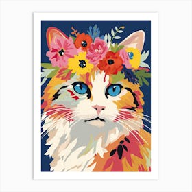 Munchkin Cat With A Flower Crown Painting Matisse Style 2 Art Print