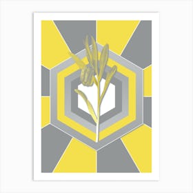 Vintage Fritillaria Latifolia Botanical Geometric Art in Yellow and Gray n.169 Art Print