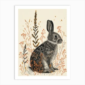 Argente Blockprint Rabbit Illustration 7 Art Print