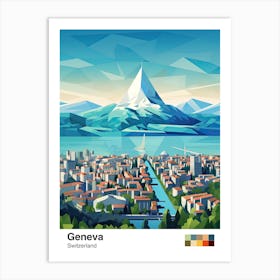 Geneva, Switzerland, Geometric Illustration 3 Poster Art Print