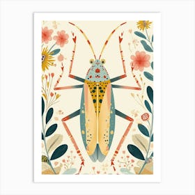 Colourful Insect Illustration Katydid 14 Art Print