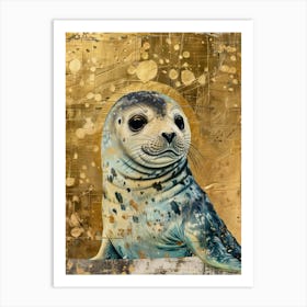 Baby Seal Gold Effect Collage 3 Art Print