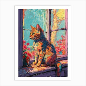 Cat By The Window 4 Art Print