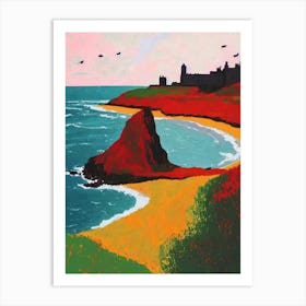 Bamburgh Beach, Northumberland Hockney Style Art Print