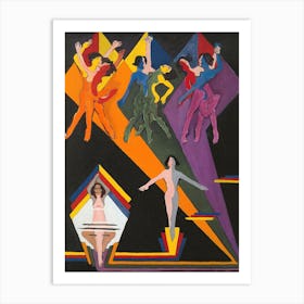 Dancing Girls In Colourful Rays, Ernst Ludwig Kirchner Art Print