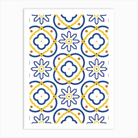 Seamless Pattern - Azulejo - vector tiles, Portuguese tiles Art Print