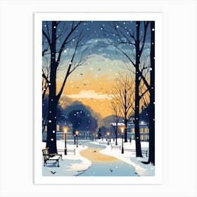 Winter Travel Night Illustration Inverness United Kingdom 1 Art Print