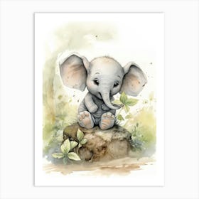 Elephant Painting Biking Watercolour 3 Art Print