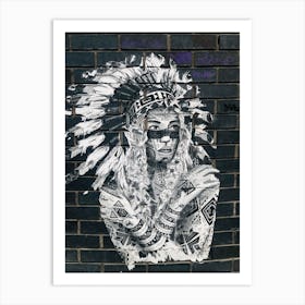 B& W Tattooed Female Red Indian Art Print