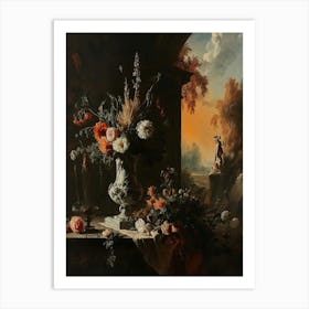 Baroque Floral Still Life Statice 3 Art Print