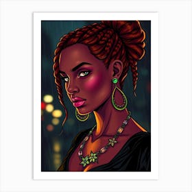 Black Girl In The Rain Art Print