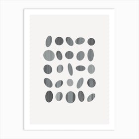 Monochrome Print Inspired by British Pebble Beaches in Watercolour Art Print