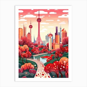 Shanghai, Illustration In The Style Of Pop Art 3 Art Print