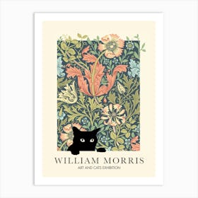 William Morris Peekaboo Cat John Henry Dearle Poster Flower Botanical Art Print