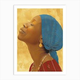 African Woman With Blue Turban Art Print