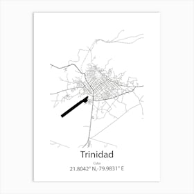 Trinidad,Cuba Minimalist Map Art Print