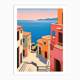 Amalfi Coast, Italy, Bold Outlines 1 Art Print