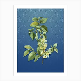 Vintage Field Elm Botanical on Bahama Blue Pattern n.0660 Art Print