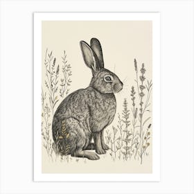 Harlequin Blockprint Rabbit Illustration 5 Art Print