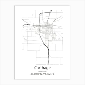 Carthage,United States Minimalist Map 1 Art Print