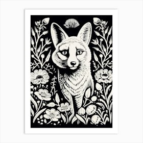 Fox In The Forest Linocut Illustration 21  Art Print