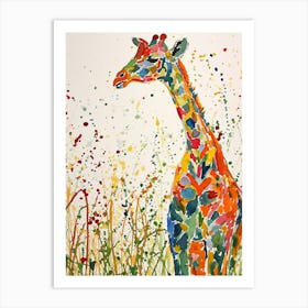 Giraffe In The Foliage Watercolour Inspired 1 Art Print