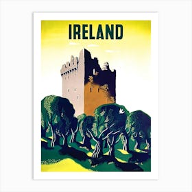 Ireland, Castle In The Forest, Vintage Travel Poster Art Print