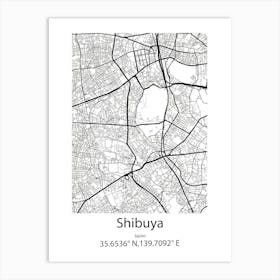 Shibuya,Japan Minimalist Map Art Print