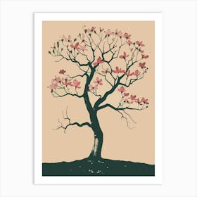 Dogwood Tree Colourful Illustration 1 Art Print