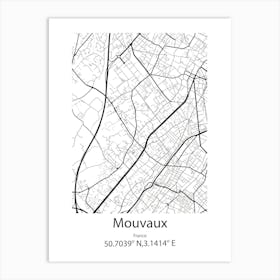 Mouvaux,France Minimalist Map Art Print