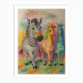 Rainbow Zebras 10 Art Print