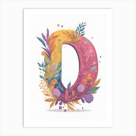 Colorful Letter D Illustration 12 Art Print