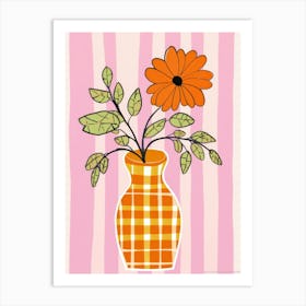 Wild Flowers Orange Tones In Vase 1 Art Print