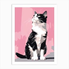 Cat On A Pink Background 2 Art Print