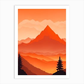 Misty Mountains Vertical Composition In Orange Tone 120 Art Print